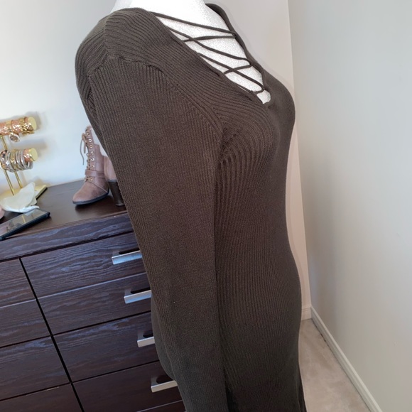 BROWN DYNAMITE RIBBED DRESS - Picture 8 of 9